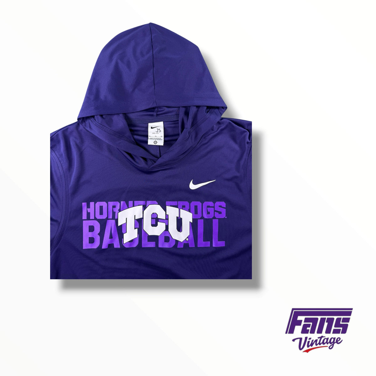 TCU ‘Horned Frogs Baseball’ Nike Team Issued Lightweight Hoodie Long Sleeve Shirt
