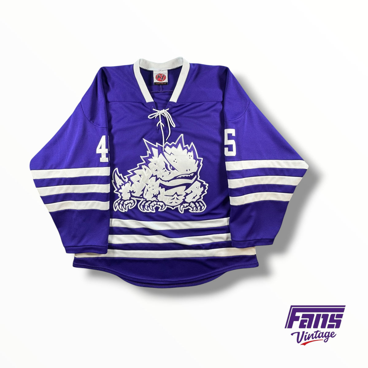 Vintage TCU Horned Frog Fully Stitched Hockey Jersey #45