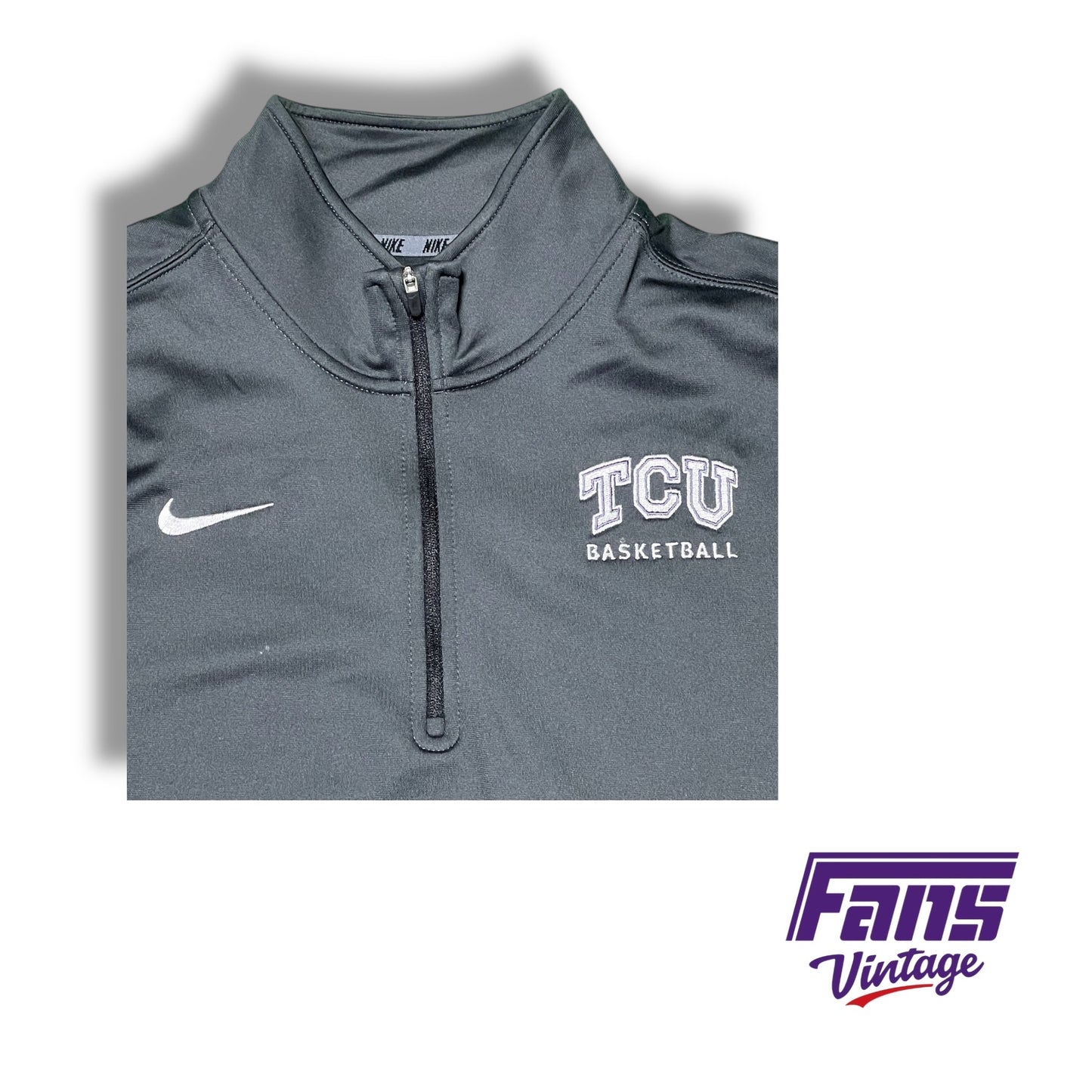 TCU Basketball Nike Team‑Issued Grey Fleece 1/4 Zip