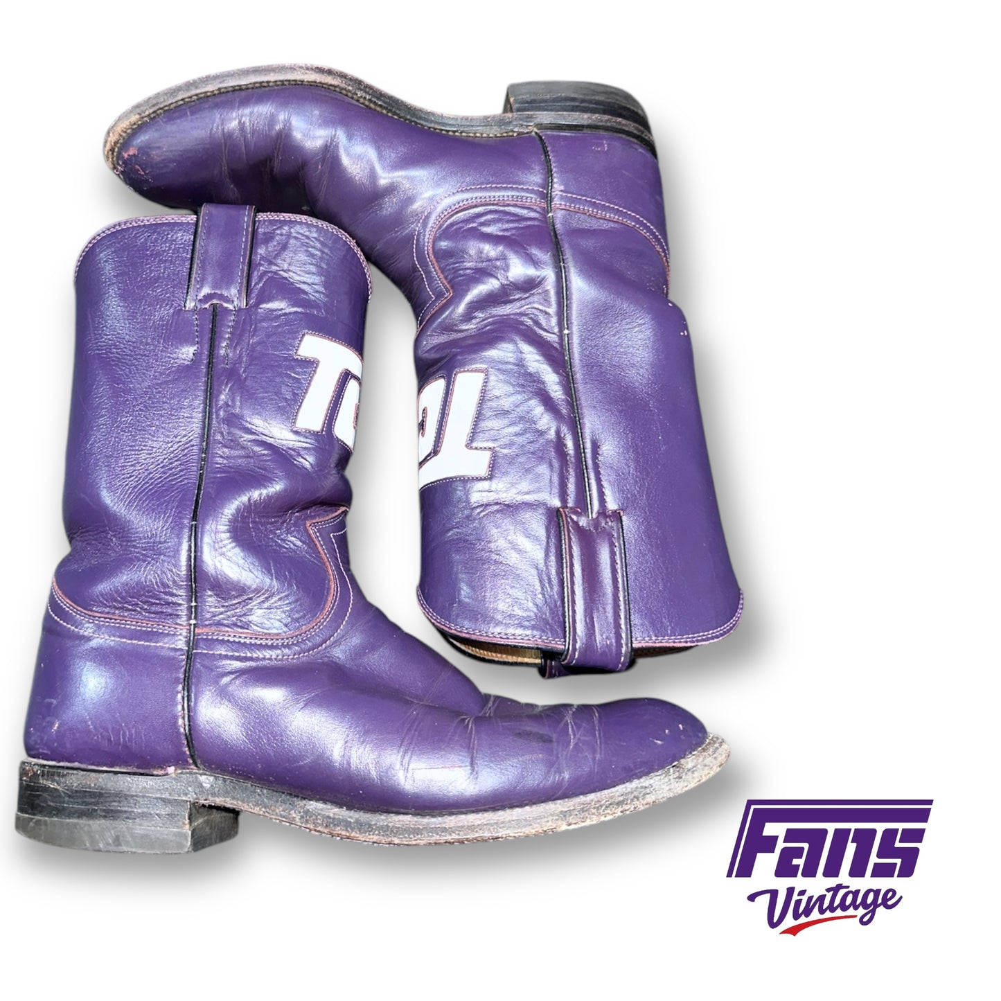 Gorgeous CUSTOM 1980s Vintage TCU Flying T Logo Justin Cowboy Boots