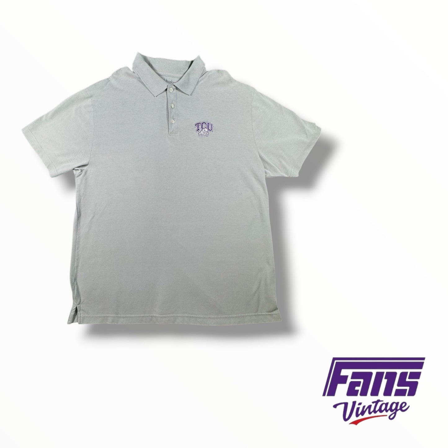 Vintage Gray TCU Polo with Stacked Frog Logo