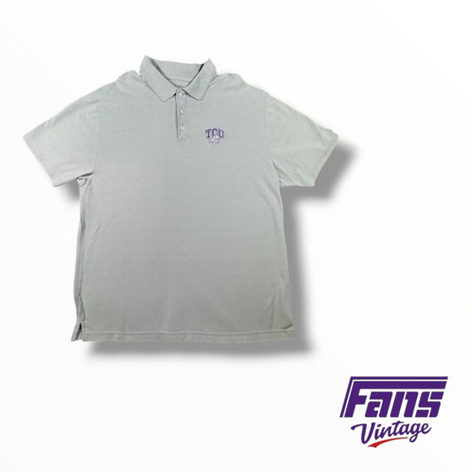 Vintage Gray TCU Polo with Stacked Frog Logo