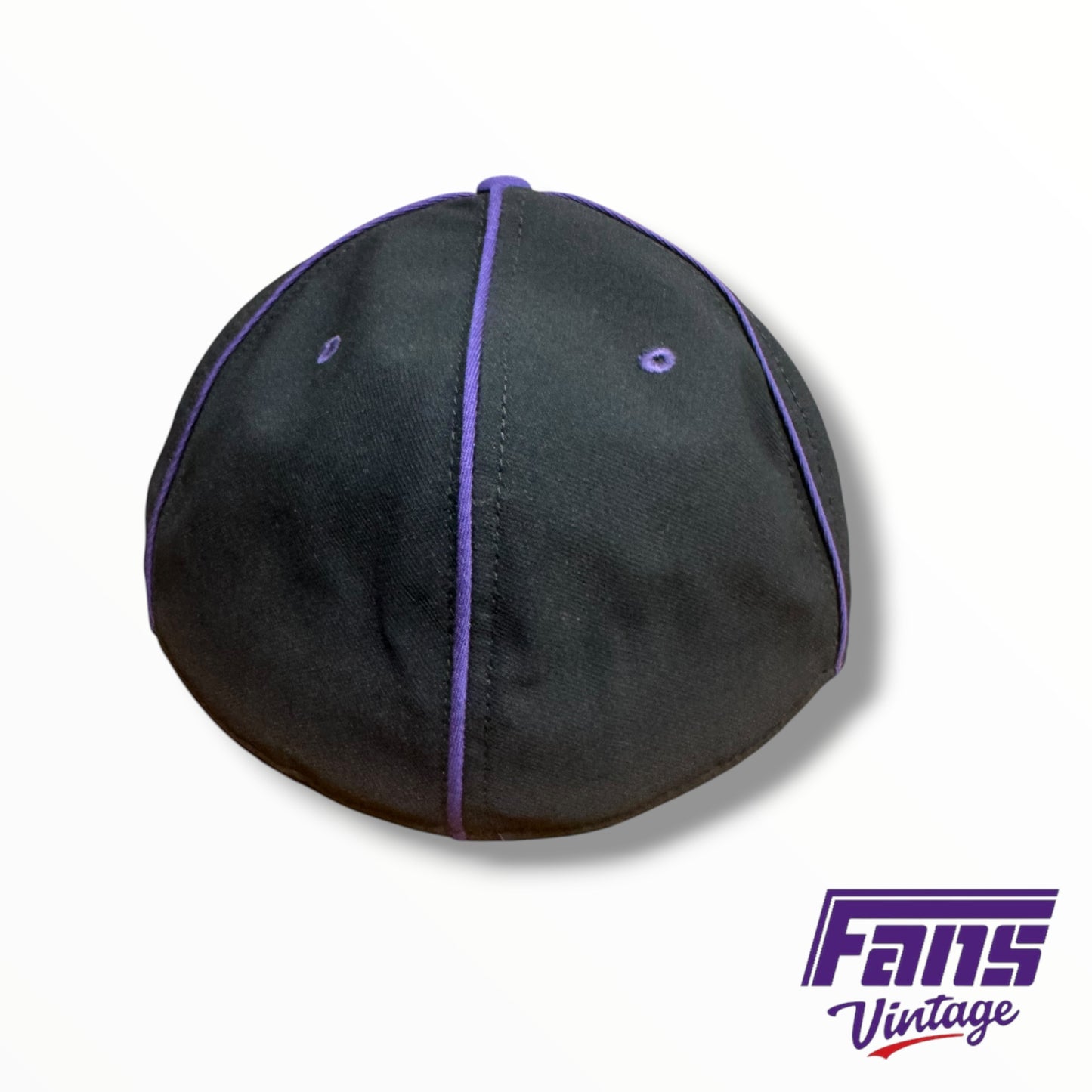 TCU Baseball Team-Issued Nike Black and Purple Fitted Hat with Horned Frog Logo