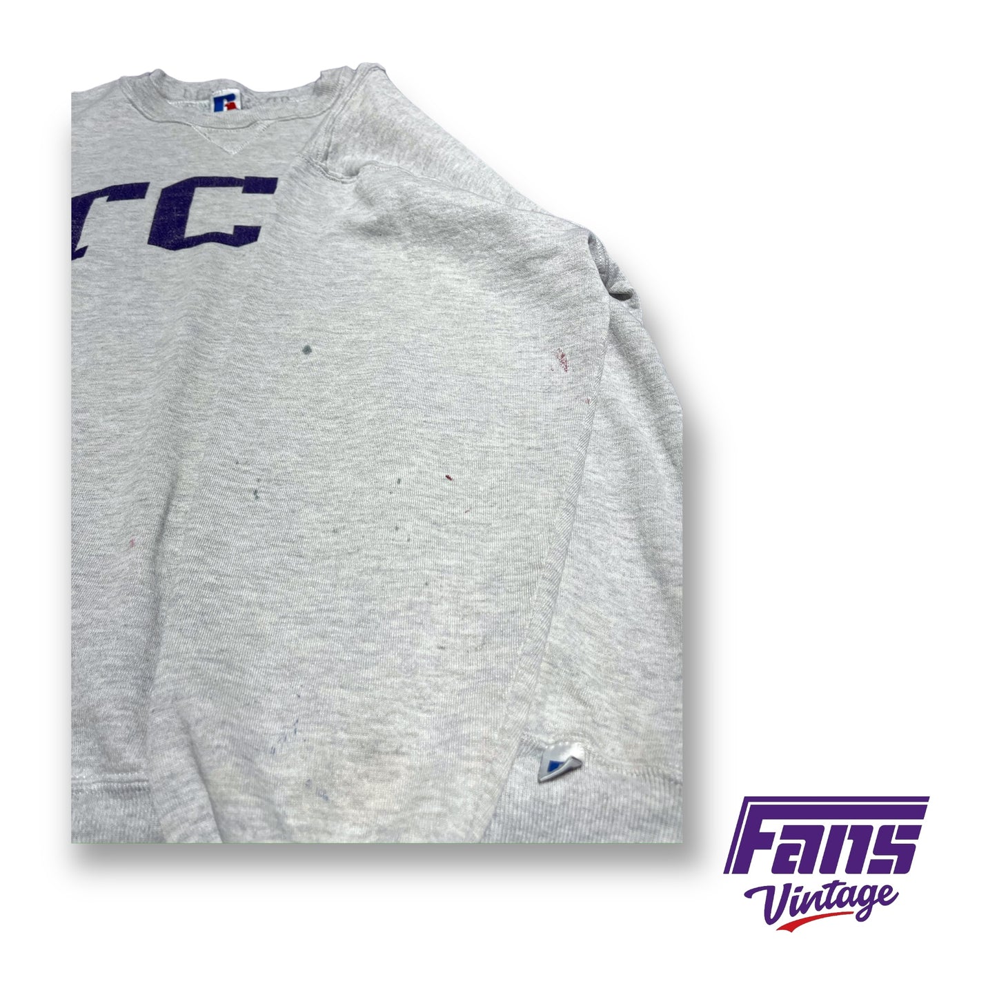90s Vintage TCU Crewneck - Heather Gray with throwback arched logo