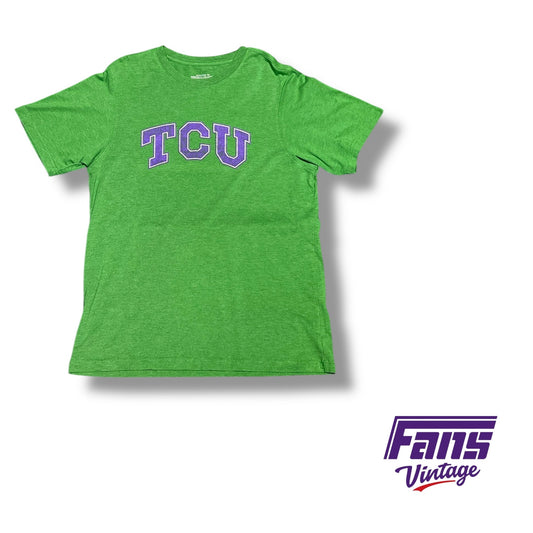 RARE! TCU kelly green tee with purple arched logo