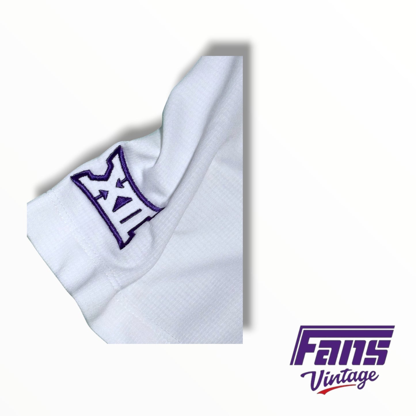 TCU Nike Team Issued Premium White Dri-Fit Polo with embroidered logos