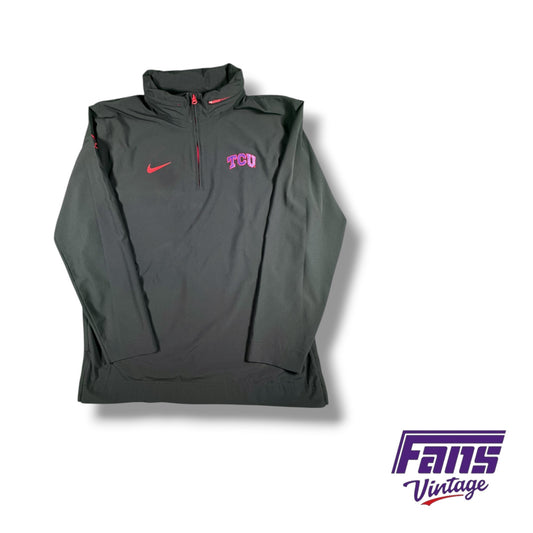 RARE! TCU Nike Team Issued Custom ‘Spit Blood’ Style Quarter-Zip Pullover with Hideaway Hood and Premium Matte Feel