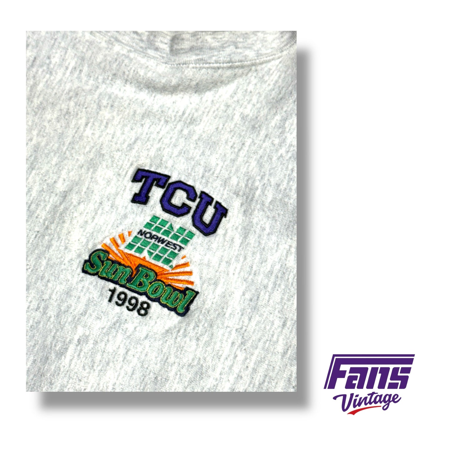 Vintage TCU Football Team Issued 1998 Sun Bowl Reverse Weave Heavyweight Crewneck Sweater