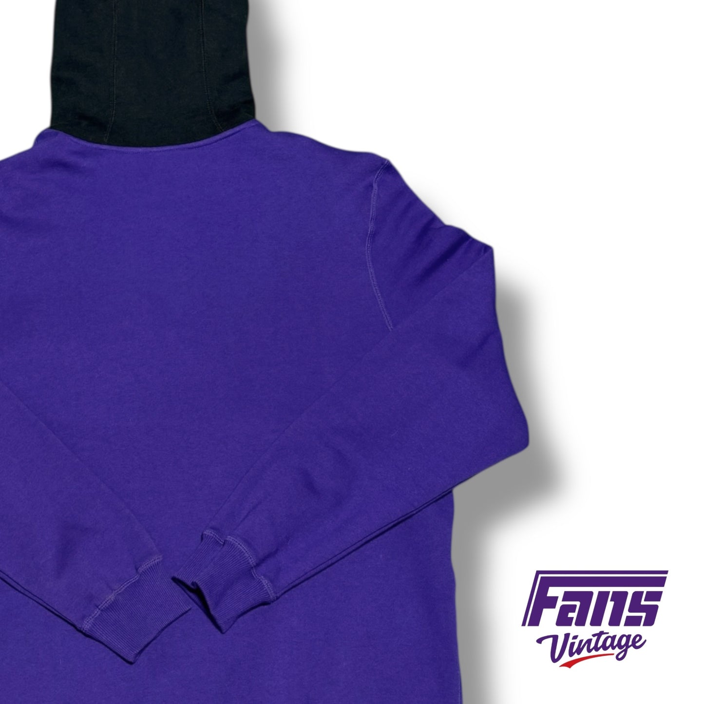 Sick Y2K Vintage Nike Team Issue Hoodie with Frogskin Stripe and Raised Chenille Stitch TCU Patch Logo