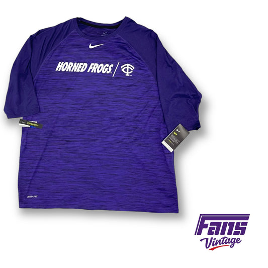 Limited Edition TCU Baseball Team Issued Purple Heather Raglan Shirt with Vintage Logos!