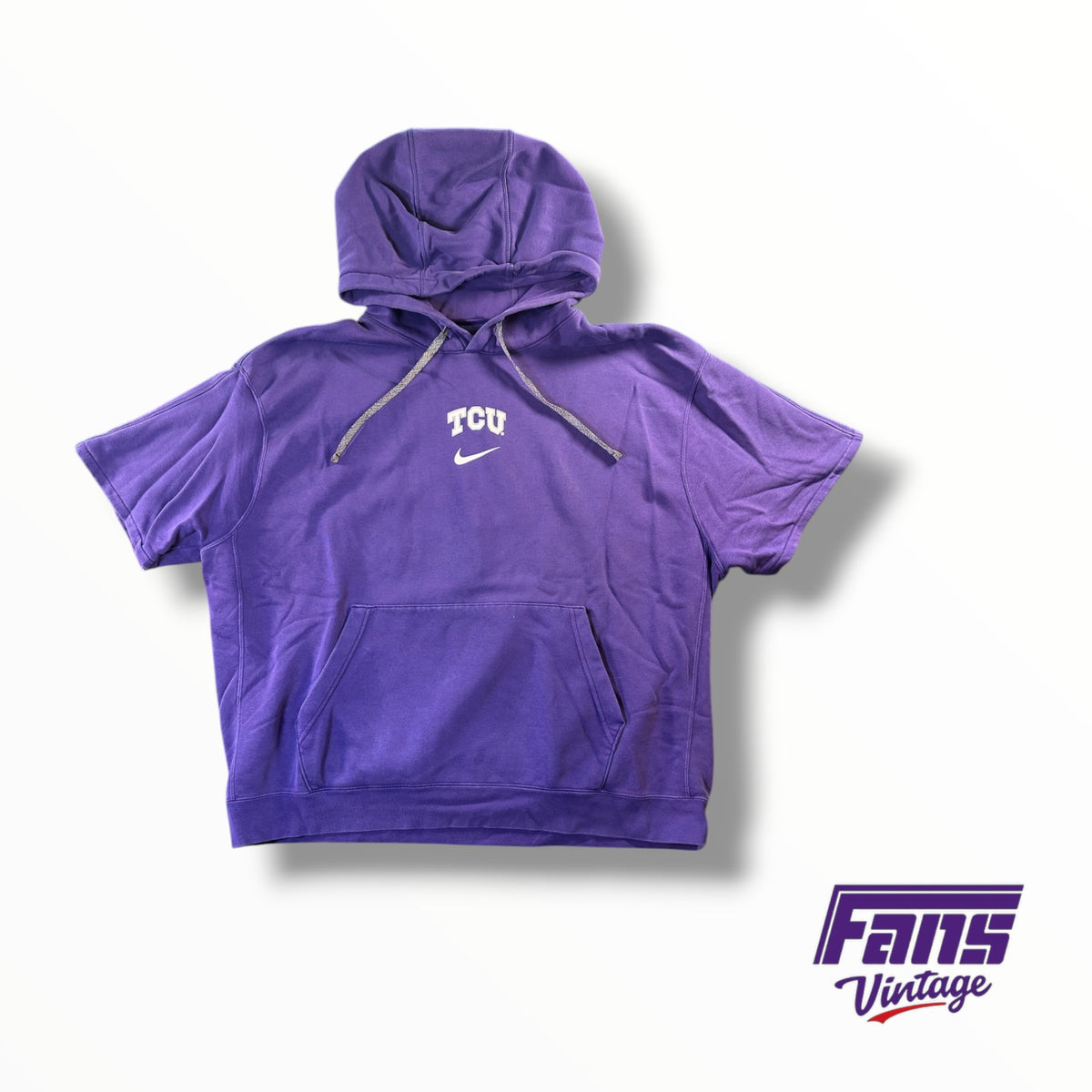 TCU Team Issued Nike Throwback Center Swoosh Short Sleeve Hoodie