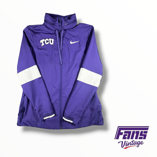 TCU Nike Team Issued Purple Full Zip Travel Jacket with Unique Sleeve Color Blocking