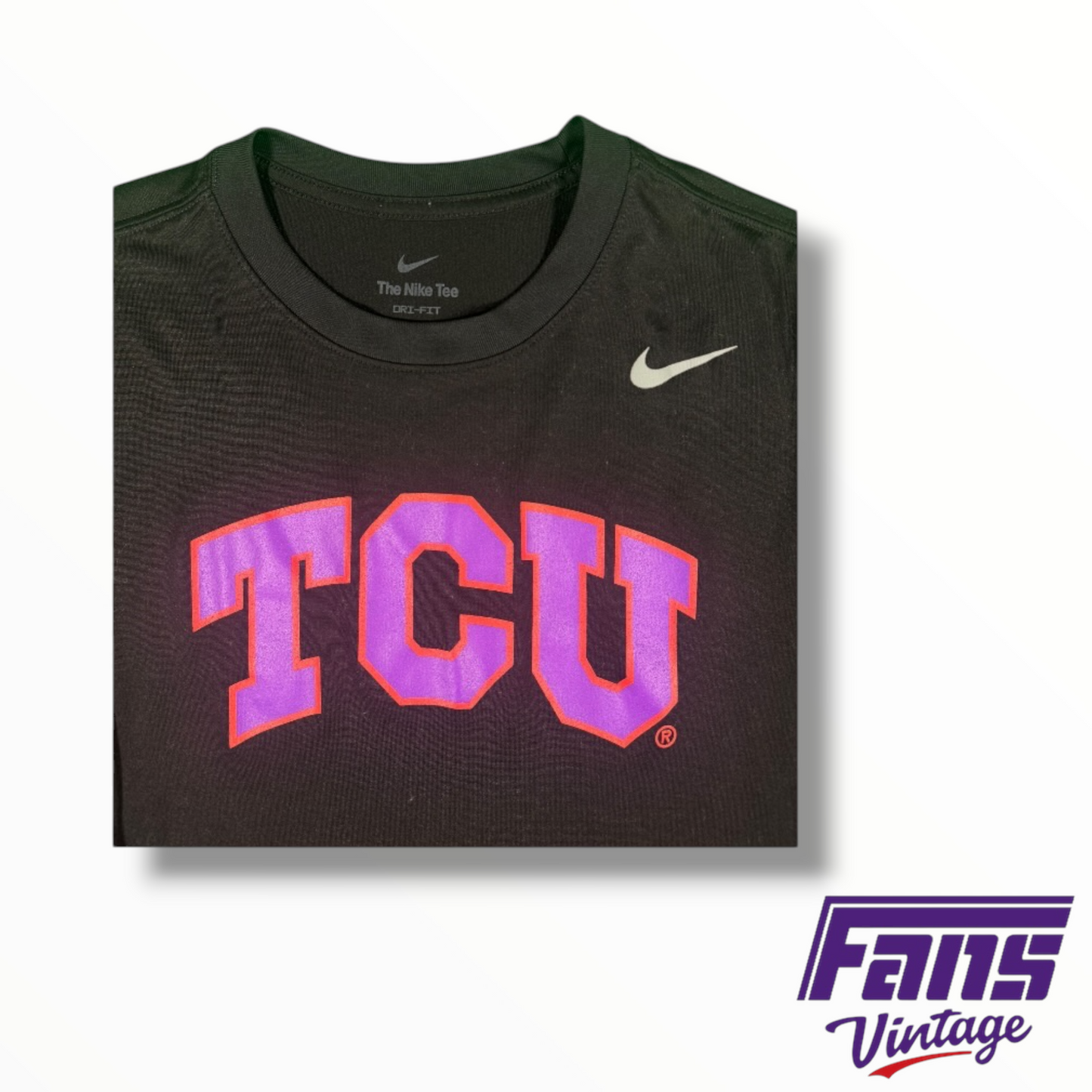 TCU Nike Team Issued Black Long Sleeve ‘Spit Blood’ Arched Logo