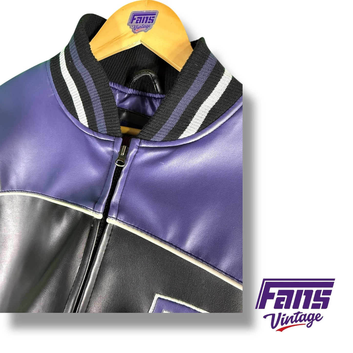 TCU Vintage Deluxe Bomber Jacket - Vegan Leather with Embroidered Logos!