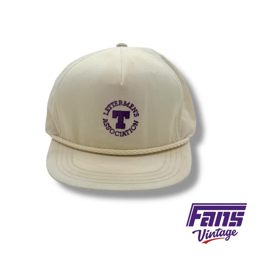 Vintage TCU Block T Letterman’s Association strapback rope hat with sick embroidered logo - awesome distressed look!