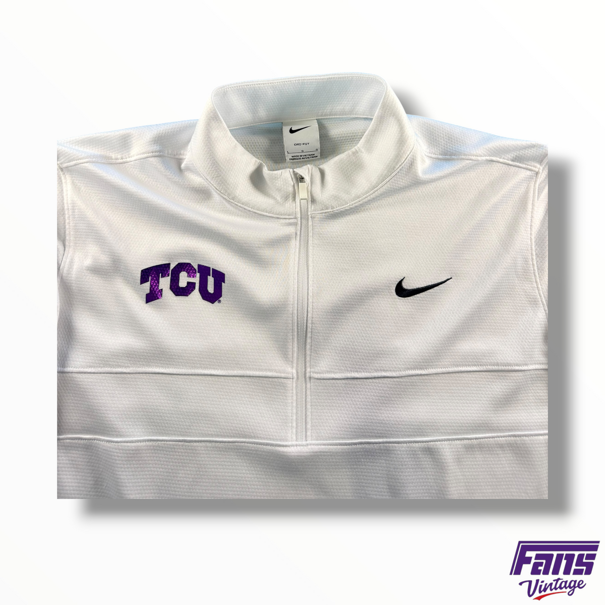 TCU Team Issued Nike Whiteout Sideline Quarter Zip Pullover
