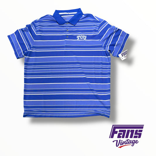 TCU Nike Team Issued Blue Striped Coach’s Polo