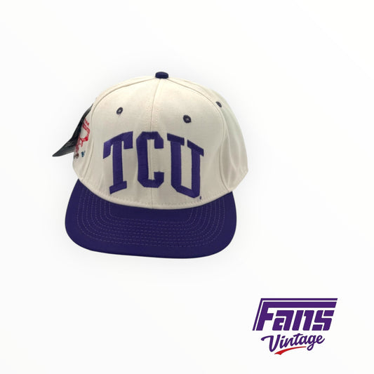 RARE! Vintage TCU Liberty bowl team issued fitted hat hat with 3 sided embroidered logos. New with Original Tags!