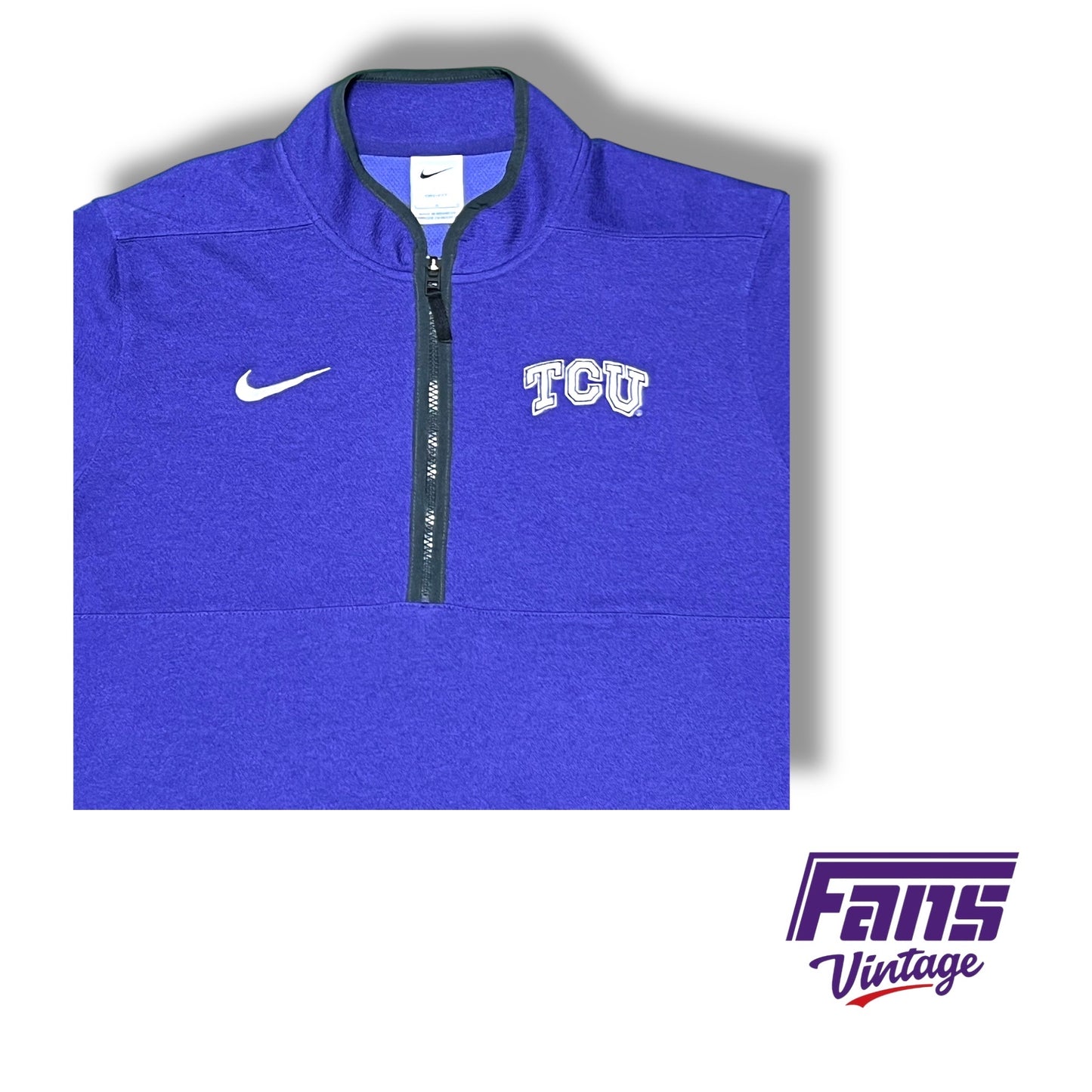 TCU Nike Coach Issue Soft and Fuzzy Purple Quarter‑Zip Pullover