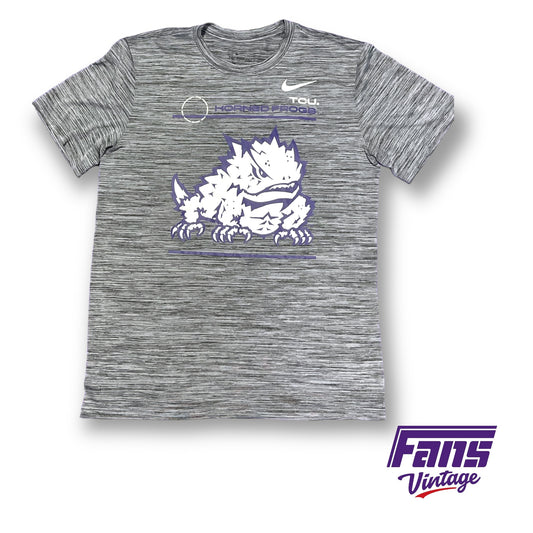 TCU Nike Team Issue Drifit Tee - Heather Gray with Giant Frogs Logo
