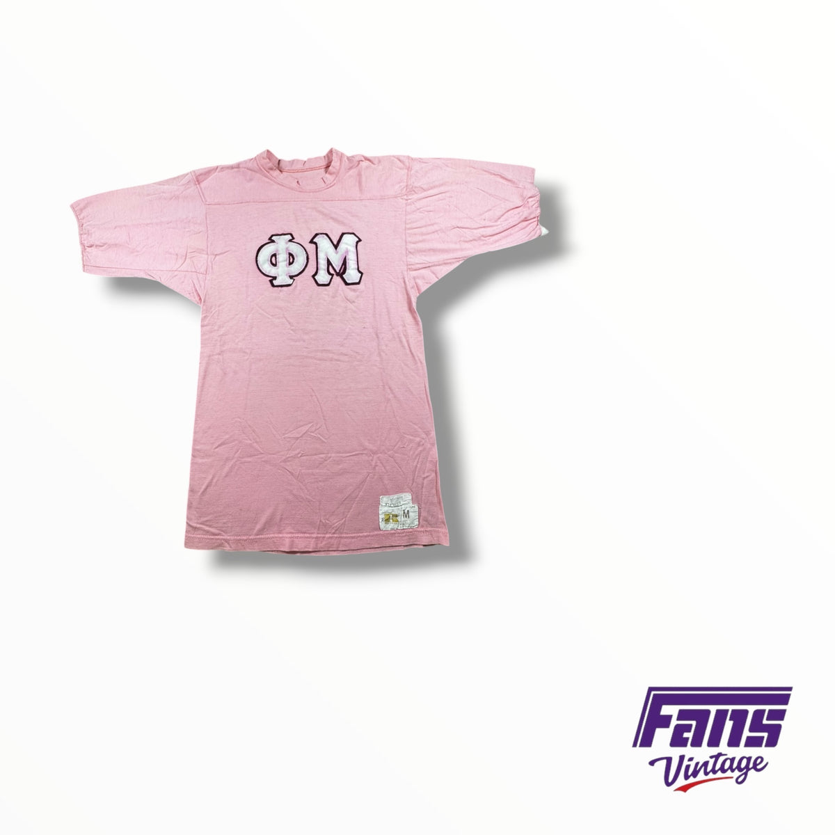 Vintage 70s Sorority Phi Mu Jersey Style Stitched Letters Tee