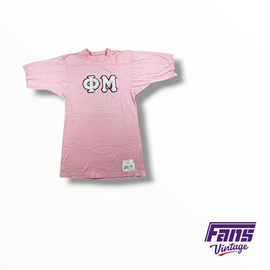 Vintage 70s Sorority Phi Mu Jersey Style Stitched Letters Tee