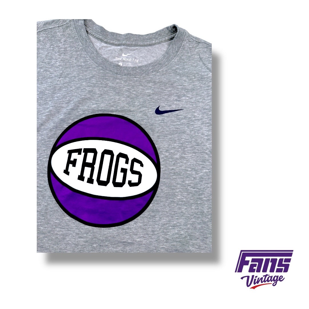 TCU Basketball Player Issued Team Custom Nike Tee with Throwback Frogs ball Logo