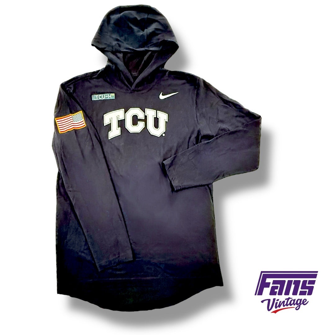 TCU Nike Team Issued Veteran Appreciation Salute to Service Hooded Long Sleeve Shirt