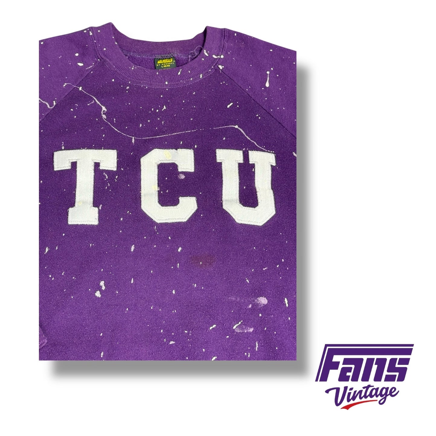 TCU Vintage Raglan Sweatshirt - Custom Splattered Paint