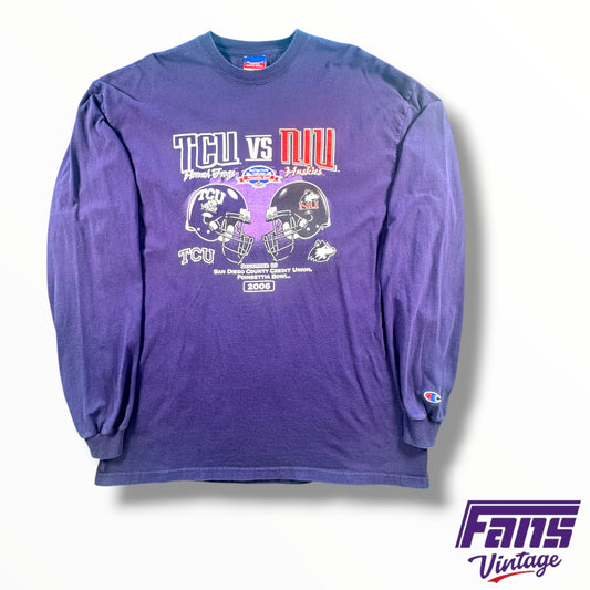 Vintage TCU 2006 Poinsettia Bowl Champion Long Sleeve with Helmet Design