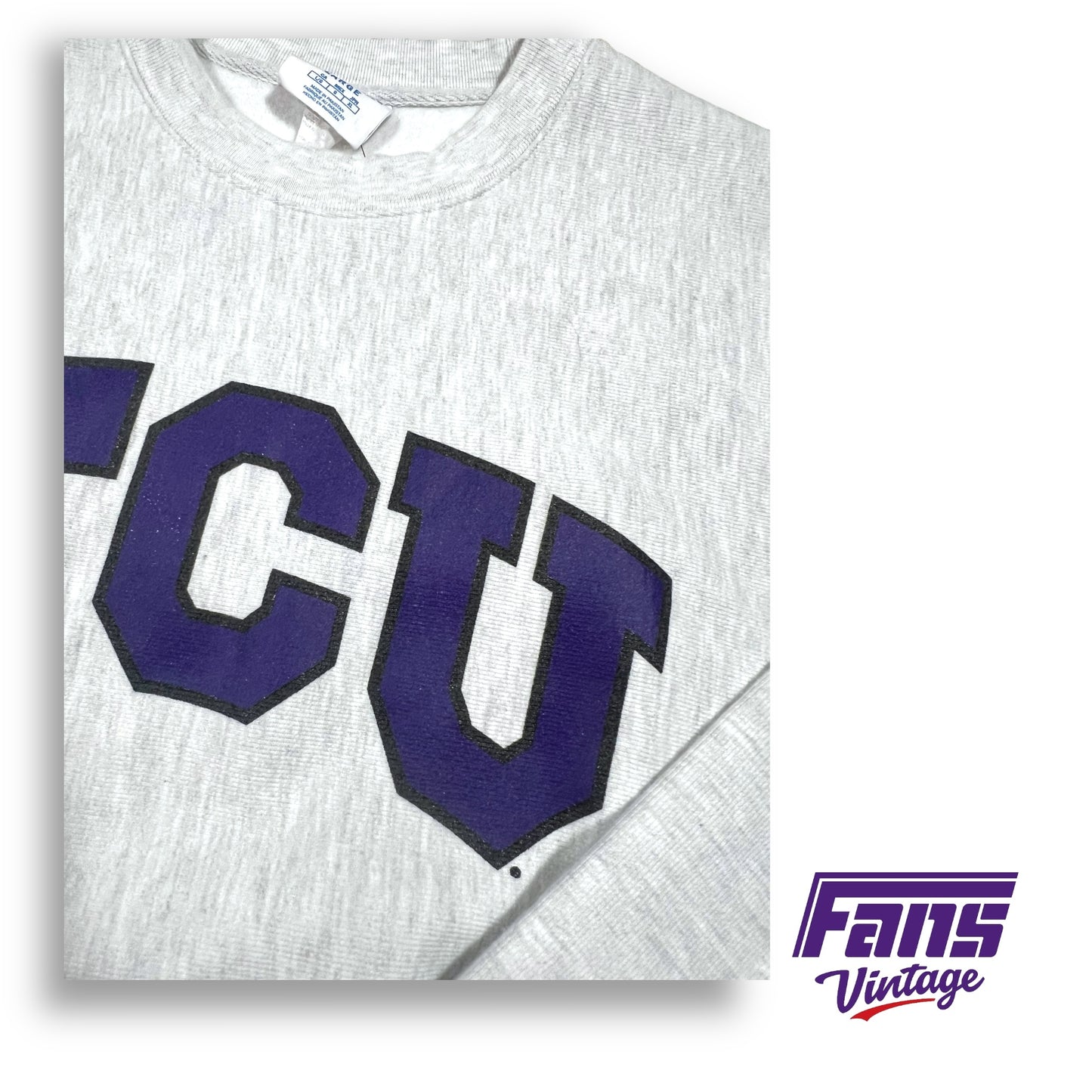 RARE Vintage TCU Reverse Weave Champion Sweatshirt - Heather Gray Crewneck Sweater