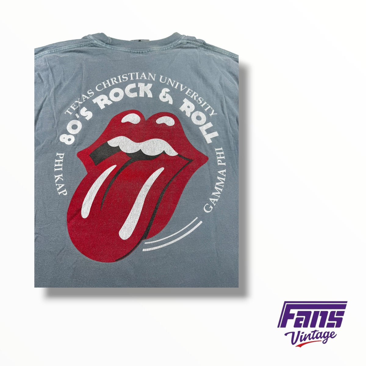 Vintage TCU Double Sided Sorority Gamma Phi Beta and Fraternity Phi Kappa Sigma 80s Rock and Roll Distressed Longsleeve Tee