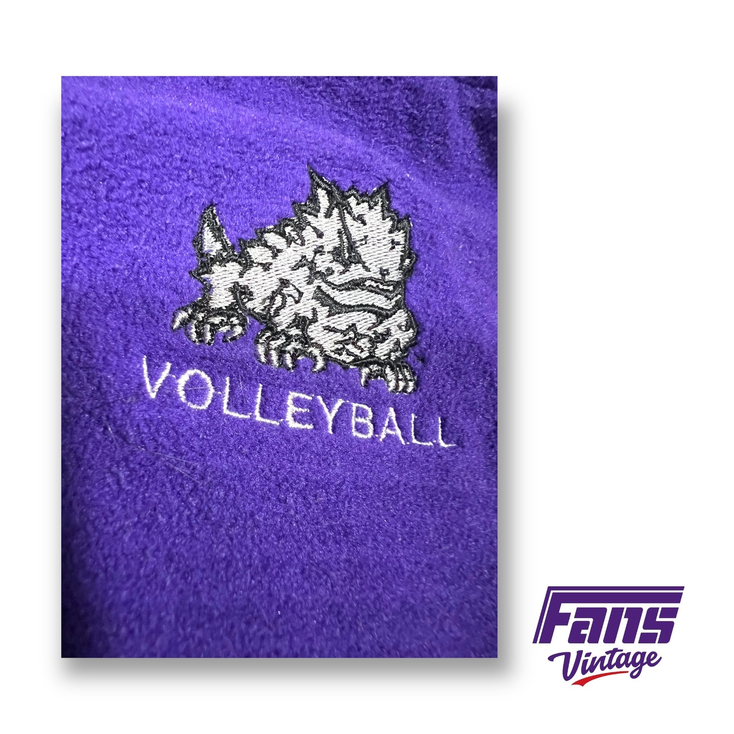 Vintage Y2K TCU Volleyball Team Issued Nike Thermafit Fleece Crewneck Sweater with Center Swoosh logo