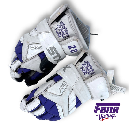 Vintage 2010s Game Worn TCU Lacrosse Gloves!