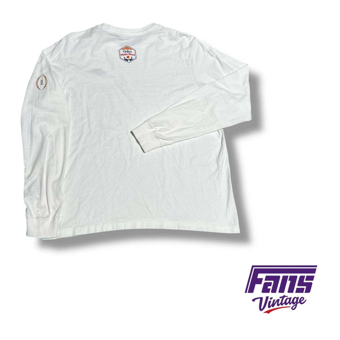 TCU football team issued Nike long sleeve t shirt with CFP and Fiesta Bowl logo