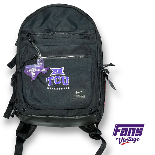 Chuck O’Bannon TCU Basketball Team Issued Custom Nike Utility Power Backpack - insane Frogskin player number patch!