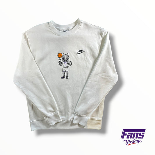 TCU Team Issued Basketball Nike Super Frog Character Whiteout Crewneck Sweater