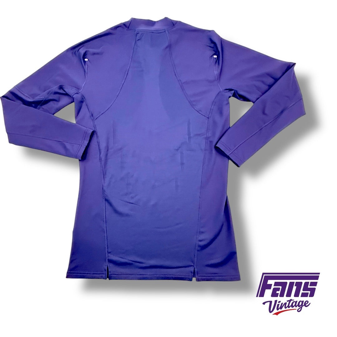TCU Nike Pro Combat Team Issued Compression Training Shirt with Horned Frog Logo - Warm Underlayer