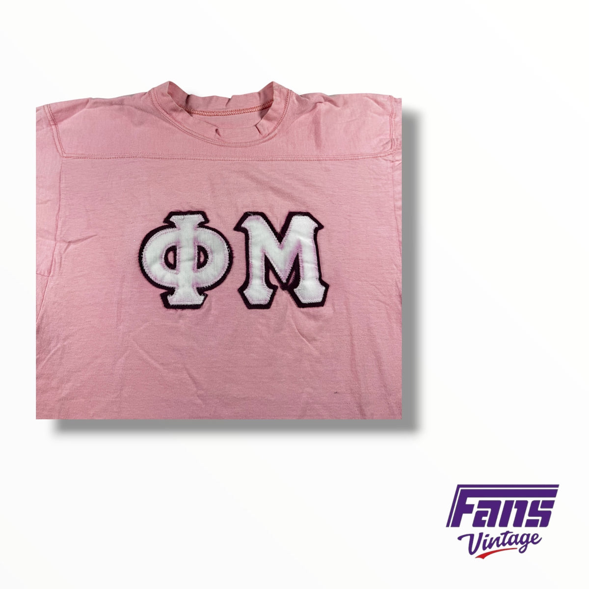 Vintage 70s Sorority Phi Mu Jersey Style Stitched Letters Tee