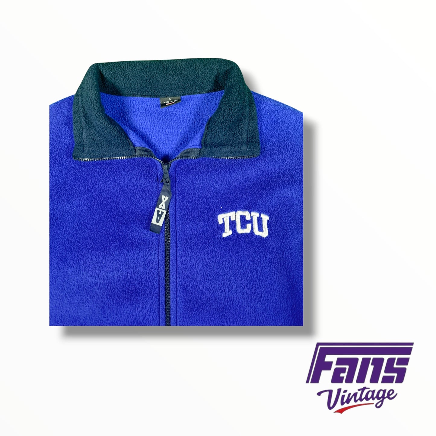 Vintage TCU Blue Fleece Fuzzy Vest