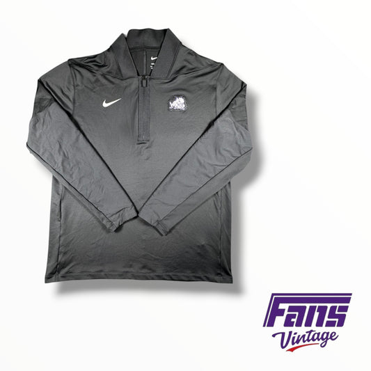 TCU Nike Team Issued Blackout Quarter Zip Pullover with Unique Collar Style & Premium Frog Logo Patch