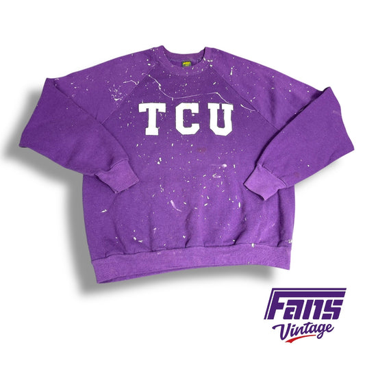 TCU Vintage Raglan Sweatshirt - Custom Splattered Paint