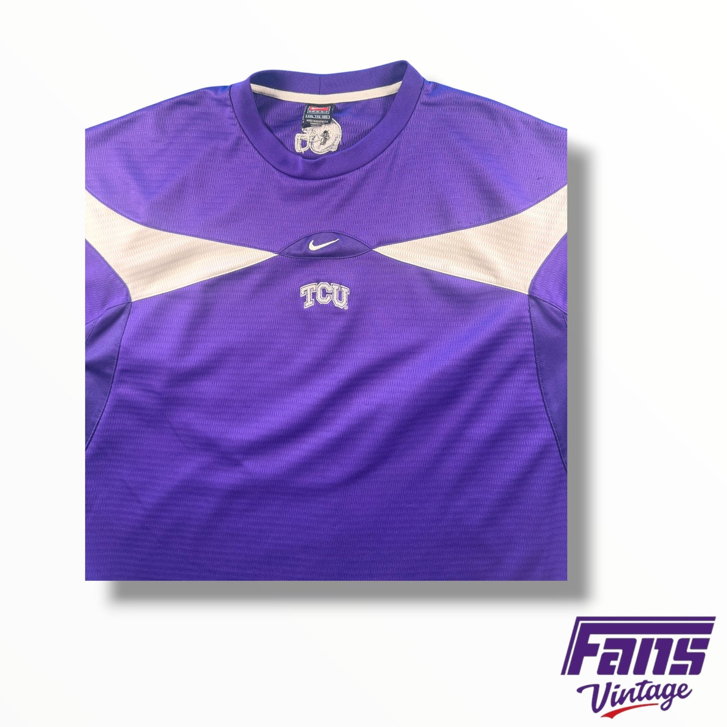 Y2K TCU Football Nike Warm Up Tee with Helmet Detail Embroidered on Back