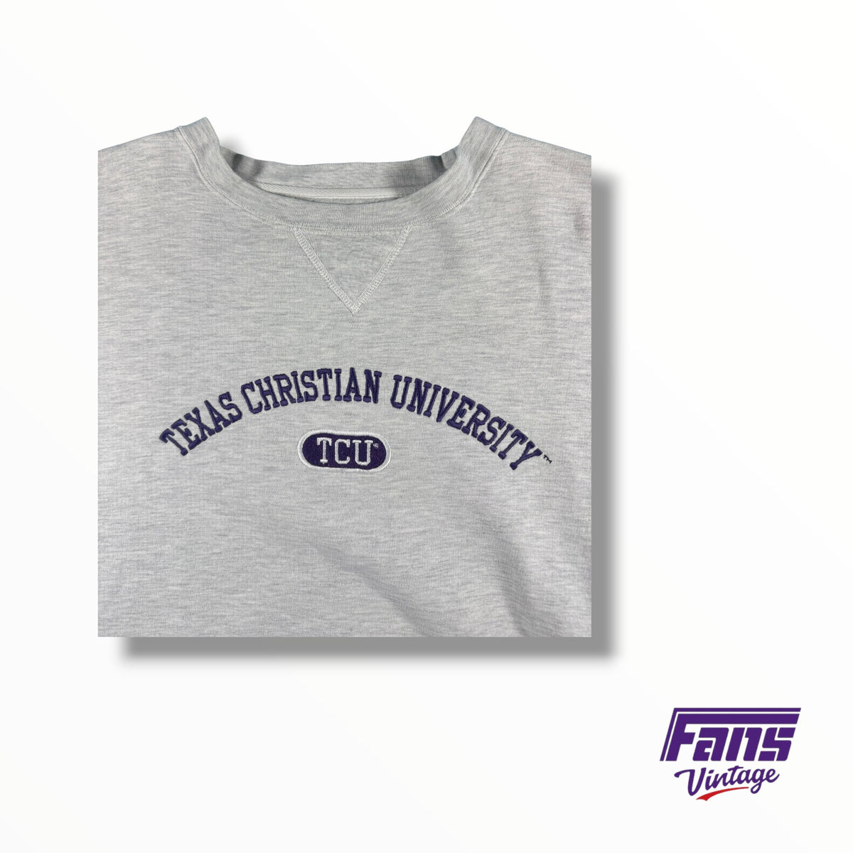 Vintage 90s TCU Arched Spellout ‘Texas Christian University’ Crewneck Sweater