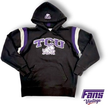 RARE - Vintage TCU Hoodie with insane double sided giant patch logos!