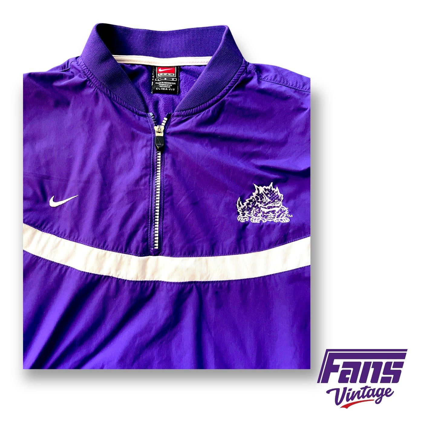 Sick Y2K Vintage TCU Team Issue Nike Quarterzip Pullover with insane details!