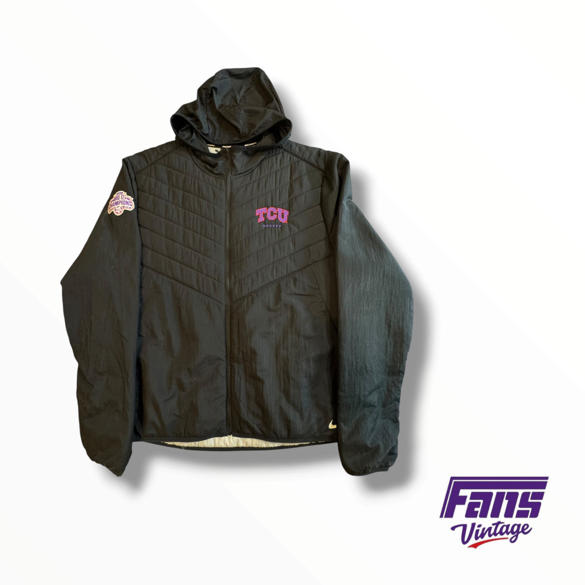 TCU Soccer Team Issued Nike Running Big 12 Champion Blackout Spitblood Puffer Jacket