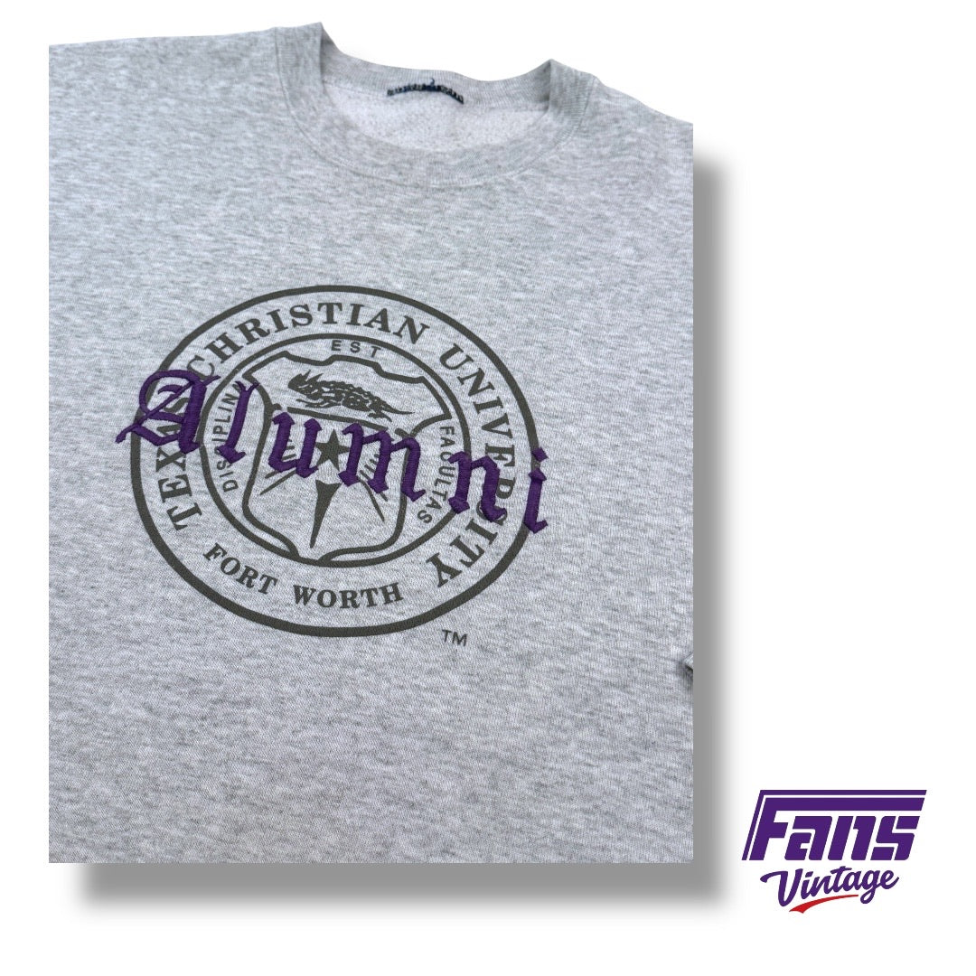 TCU 90s Vintage Alumni Crewneck Sweatshirt- RARE School Seal Logo