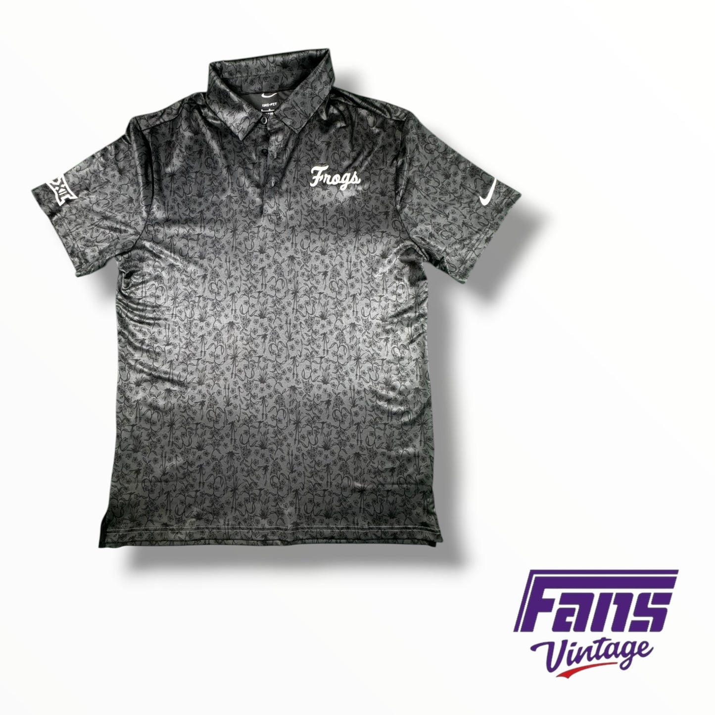 TCU Baseball Nike Team Custom Limited Edition Floral Print ‘Frogs’ Script Logo Polo