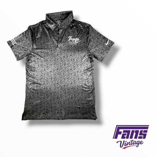 TCU Baseball Nike Team Custom Limited Edition Floral Print ‘Frogs’ Script Logo Polo